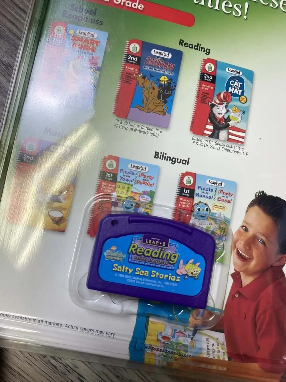 LeapFrog SpongeBob Square Pants Salty Sea Stories G1-3 Book & Cartridge Preowned